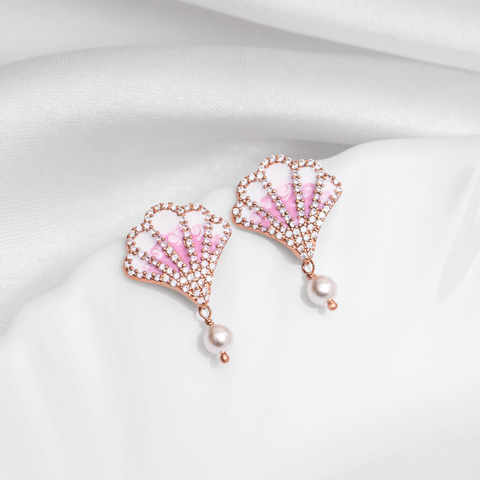 Pearl Rose Gold Plated 925 Sterling Silver Earrings