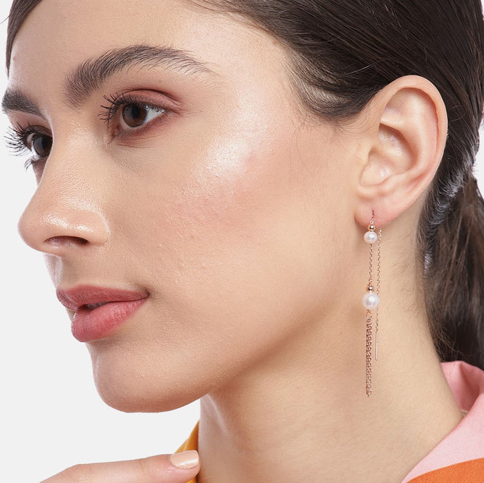 Pearl Rose Gold Plated 925 Sterling Silver Earrings