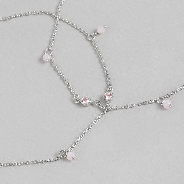 Pearl & Stone CZ 925 Sterling Silver Anklet