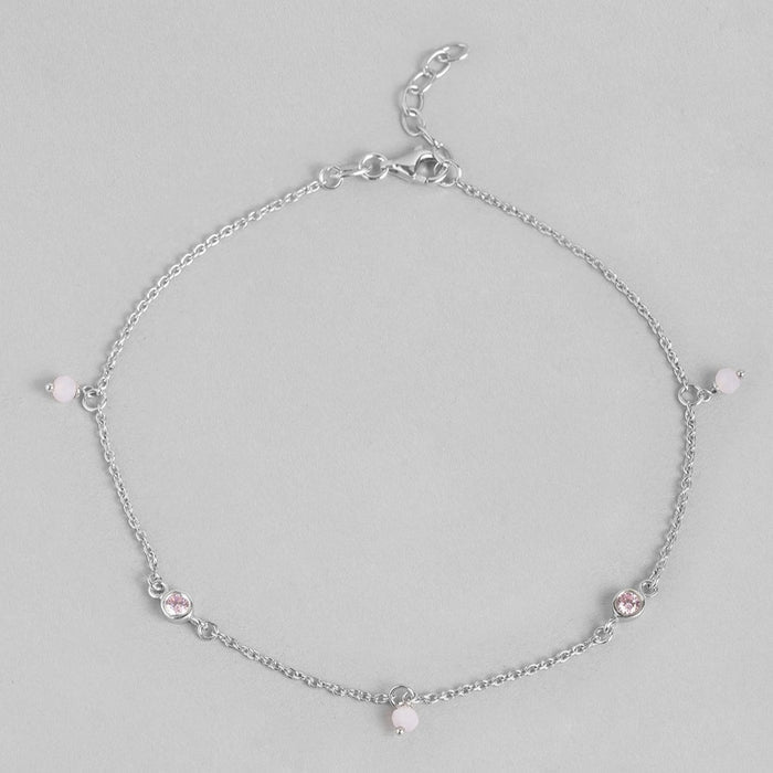 Pearl & Stone CZ 925 Sterling Silver Anklet