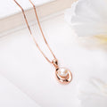 Pearlescent Elegance Rose Gold-Plated 925 Sterling Silver Pendant with Chain
