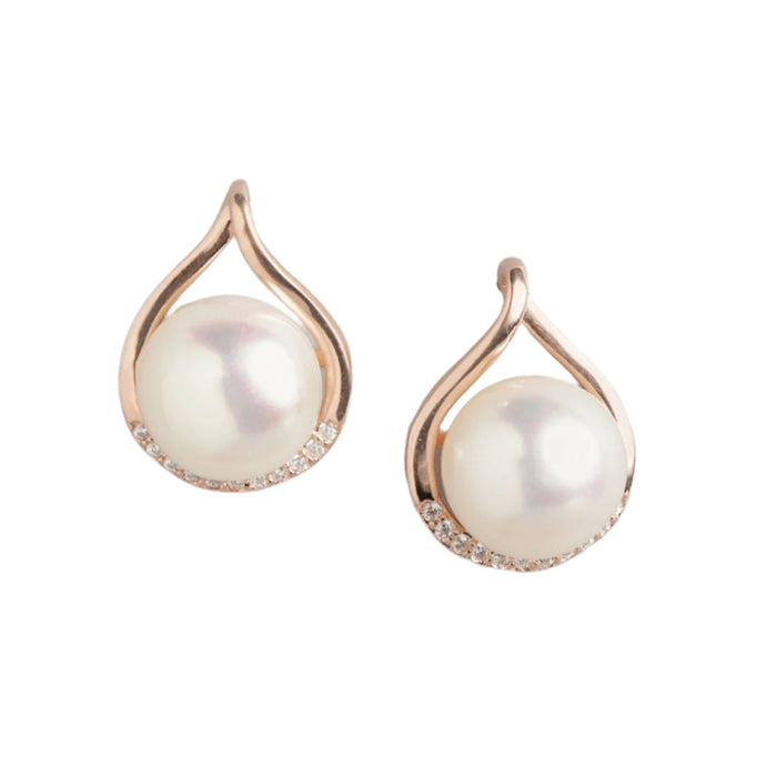 Pearlescent Harmony CZ Rose Gold-Plated 925 Sterling Silver Earrings