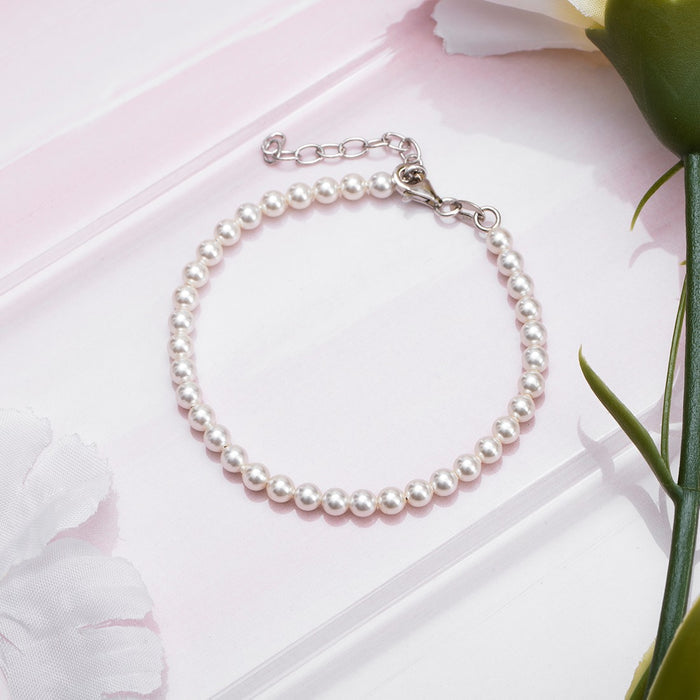 Pearlescent Opulence Rhodium-Plated 925 Sterling Silver Bracelet