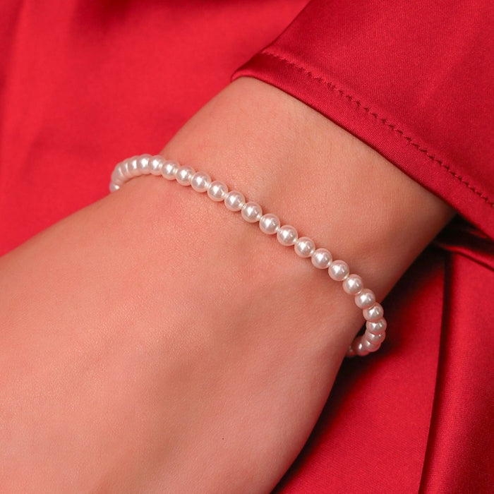 Pearlescent Opulence Rhodium-Plated 925 Sterling Silver Bracelet