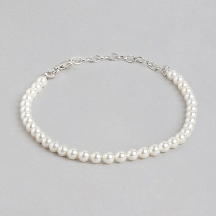Pearlescent Opulence Rhodium-Plated 925 Sterling Silver Bracelet