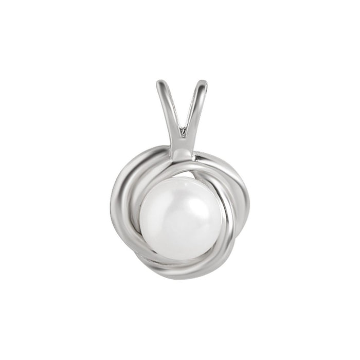 Pearlescent Radiance Charm Rhodium-Plated 925 Sterling Silver Pendant with Chain