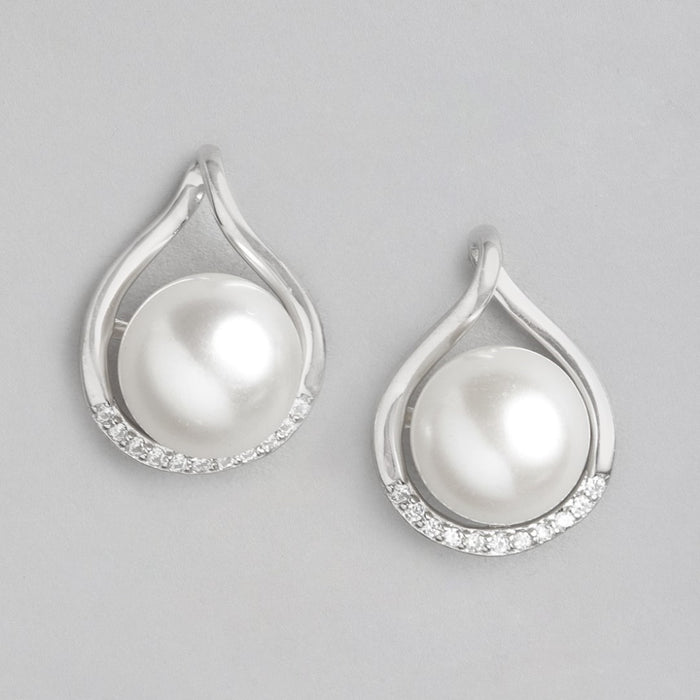 Pearlescent Radiance CZ Rhodium Plated 925 Sterling Silver Earrings