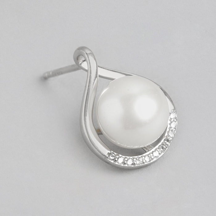 Pearlescent Radiance CZ Rhodium Plated 925 Sterling Silver Earrings