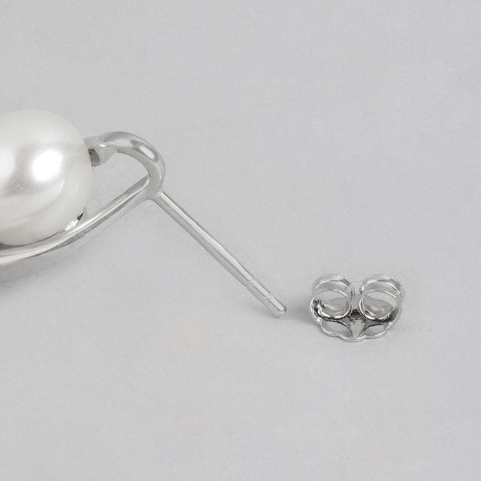 Pearlescent Radiance CZ Rhodium Plated 925 Sterling Silver Earrings