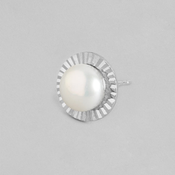 Pearlescent Radiance Rhodium-Plated 925 Sterling Silver Earrings