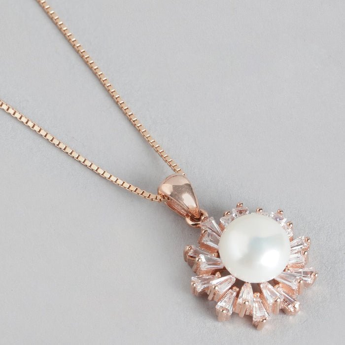 Pearlescent Radiance Rose Gold-Plated 925 Sterling Silver Jewelry Set