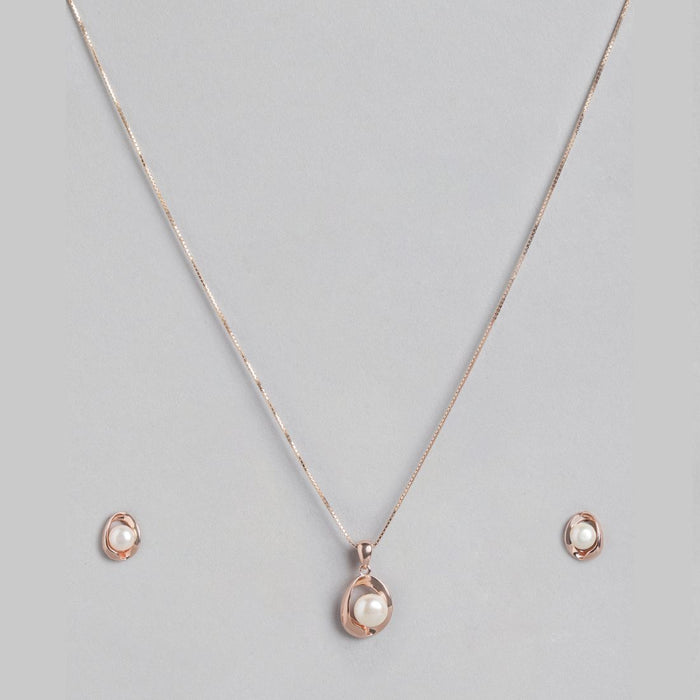 Pearlescent Romance Rose Gold-Plated 925 Sterling Silver Jewelry Set