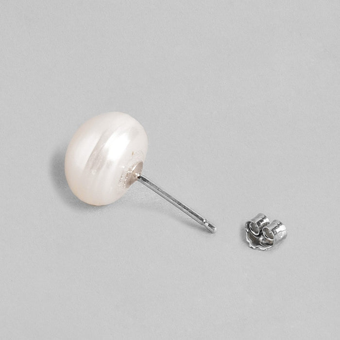 Pearlescent Whispers - Delicate Dot Pearl 925 Silver Earrings