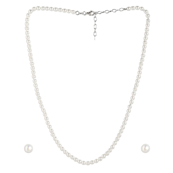 Pearlescent Whispers Rhodium-Plated 925 Sterling Silver Jewelry Set