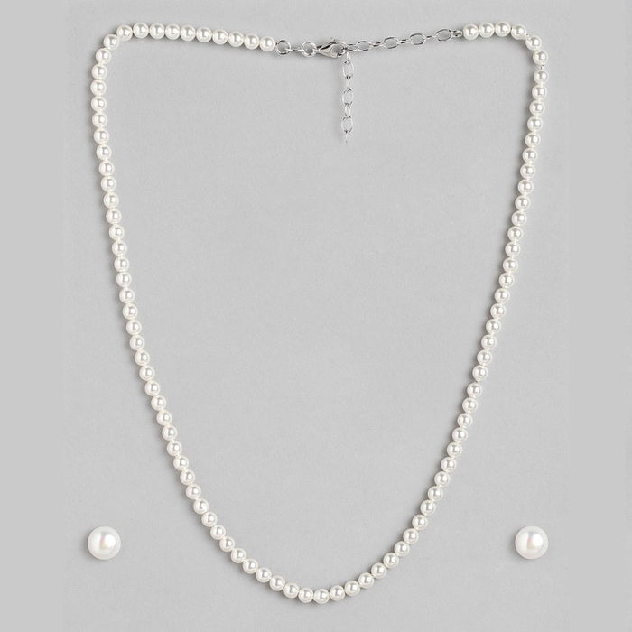 Pearlescent Whispers Rhodium-Plated 925 Sterling Silver Jewelry Set