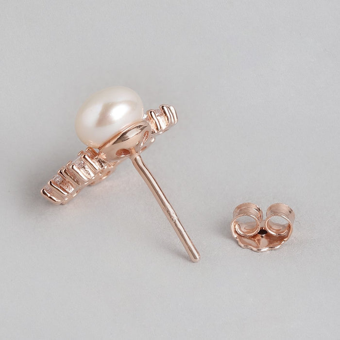 Pearls of Adoration Rose Gold CZ & Pearl 925 Sterling Silver Jewelry Set