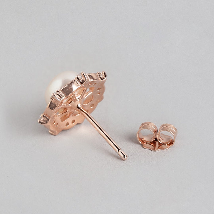 Pearly Glow Rose Gold-Plated CZ & Pearl 925 Sterling Silver Set