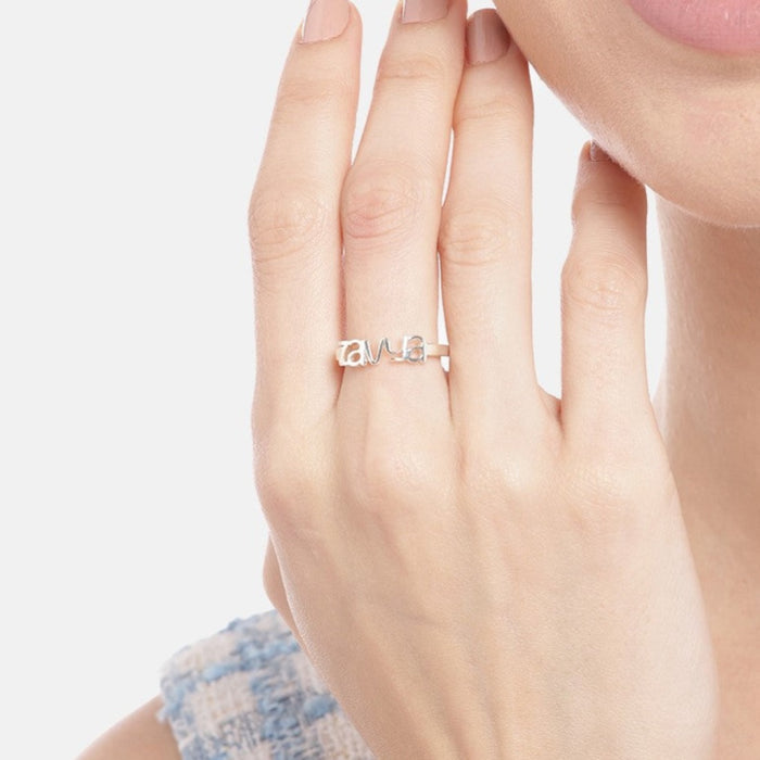 Personalized Eternal Rhodium Plated Ring 925 Sterling Silver (Adjustable)
