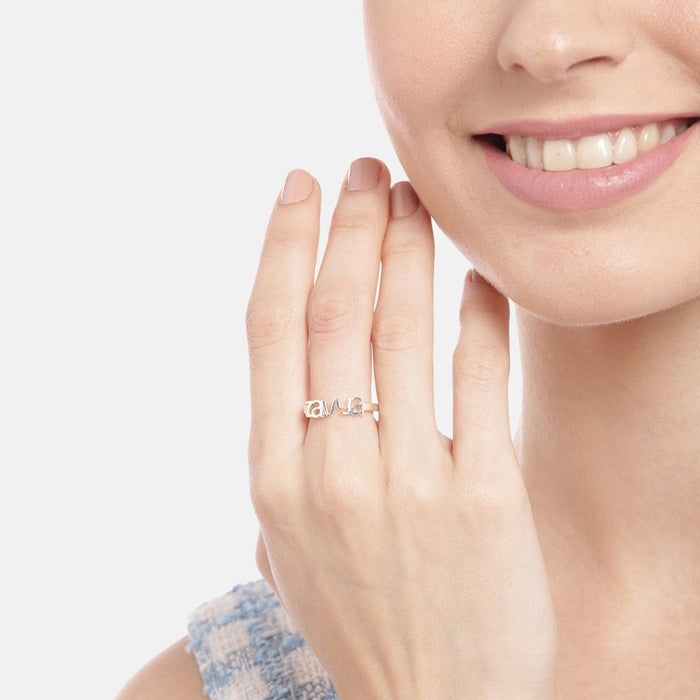Personalized Eternal Rhodium Plated Ring 925 Sterling Silver (Adjustable)