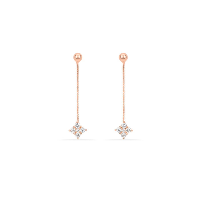 Petal Drop CZ Rose Gold Plated 925 Silver Dangle Earrings