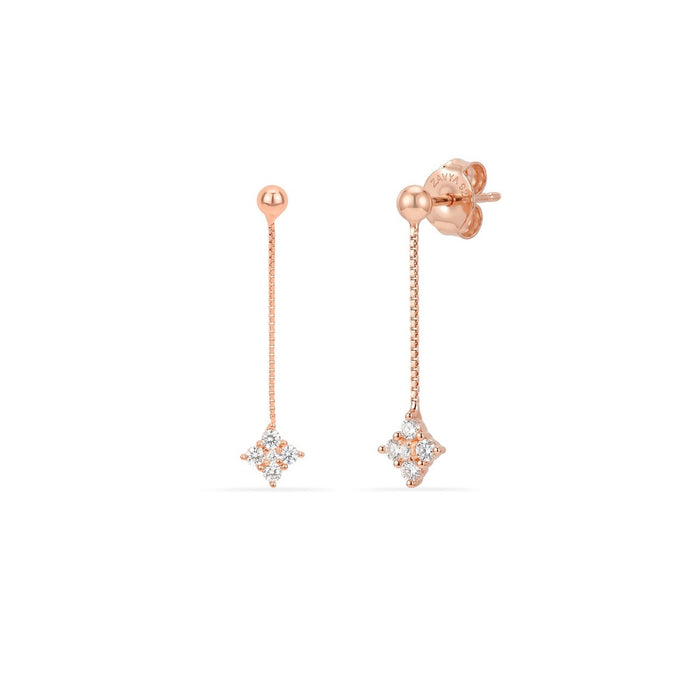 Petal Drop CZ Rose Gold Plated 925 Silver Dangle Earrings