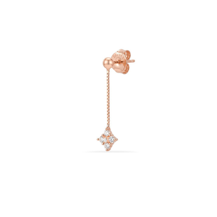 Petal Drop CZ Rose Gold Plated 925 Silver Dangle Earrings