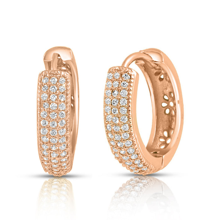 Petals of Embrace Floral Rose Gold Huggie 925 Silver Earrings