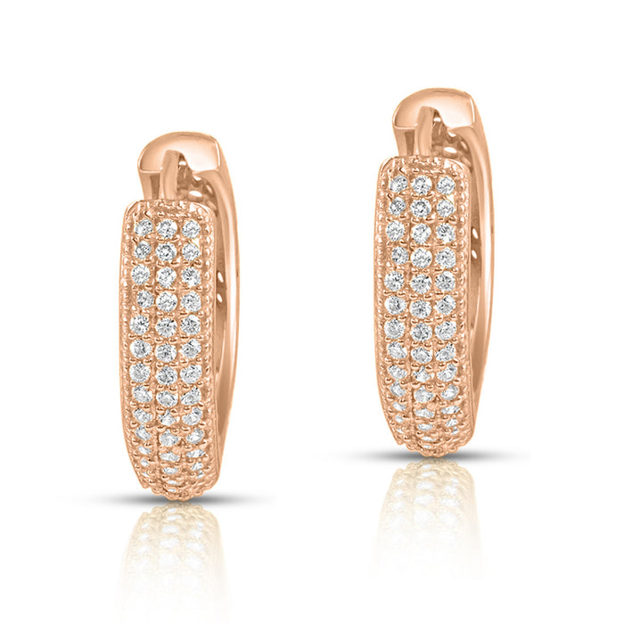 Petals of Embrace Floral Rose Gold Huggie 925 Silver Earrings