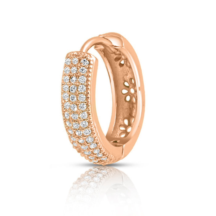 Petals of Embrace Floral Rose Gold Huggie 925 Silver Earrings