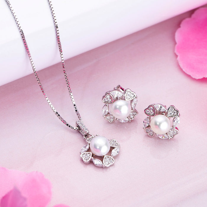 Petals of Eternity 925 Sterling Silver Rhodium-Plated Floral Jewelry Set