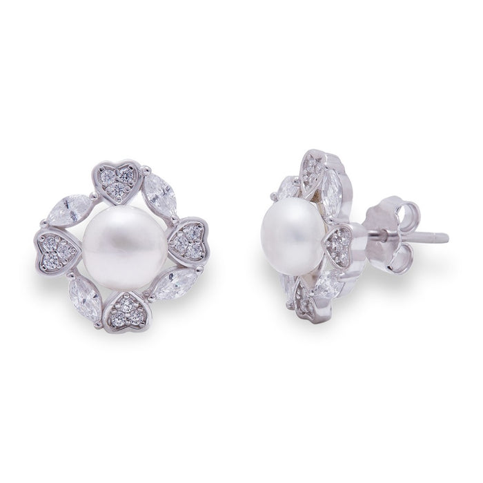 Petals of Eternity 925 Sterling Silver Rhodium-Plated Floral Jewelry Set
