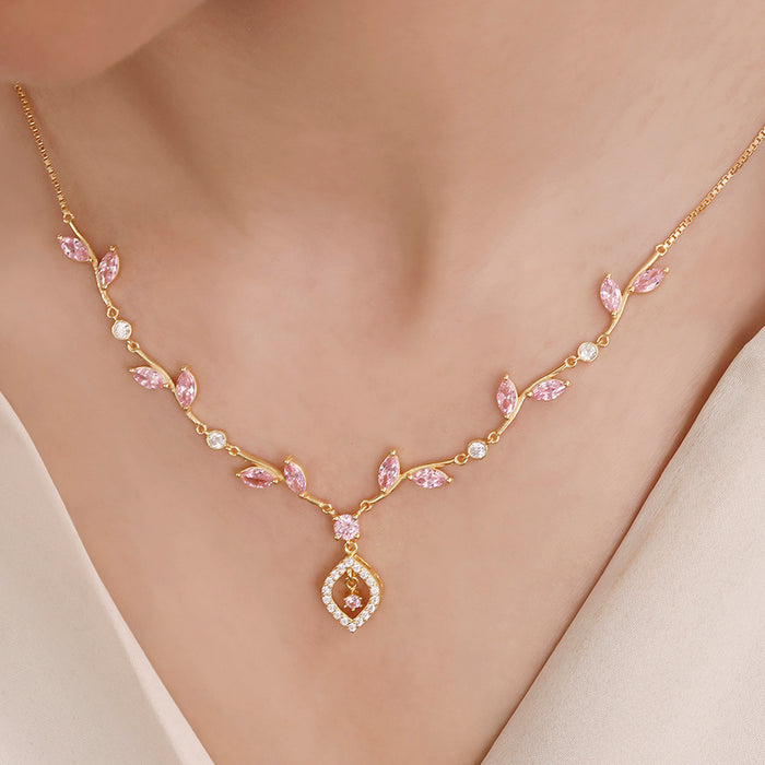 925 Sterling Silver Pink Blossom Gold Plated 925 Sterling Silver Necklace for Women – Zavya