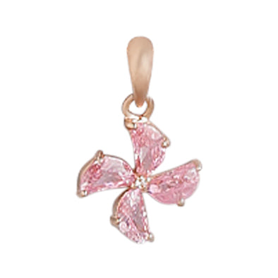 Pink Clover 925 Sterling Silver Pendant with Chain