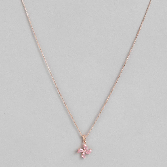 Pink Clover 925 Sterling Silver Pendant with Chain