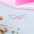 Pink CZ 925 Sterling Silver Stud Earrings