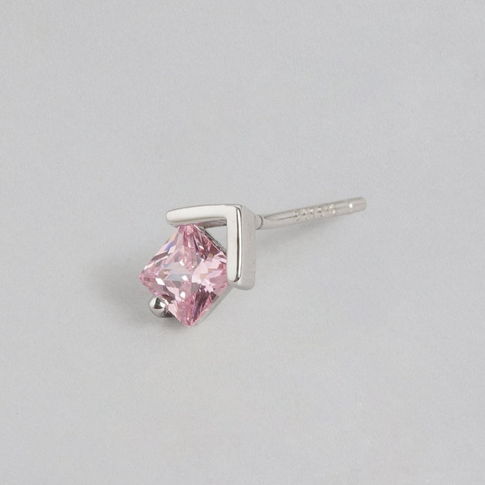 Pink CZ 925 Sterling Silver Stud Earrings