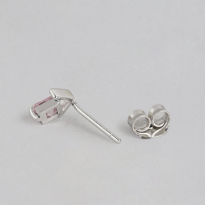 Pink CZ 925 Sterling Silver Stud Earrings