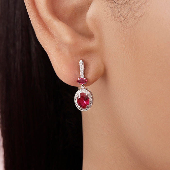 Pink Drop Rhodium Plated 925 Sterling Silver Earrings