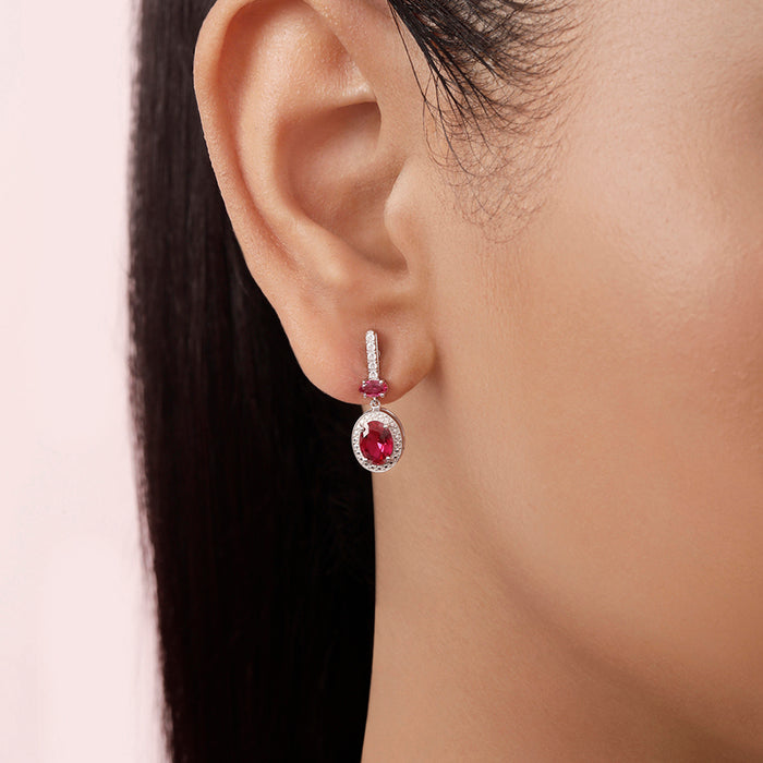 Pink Drop Rhodium Plated 925 Sterling Silver Earrings