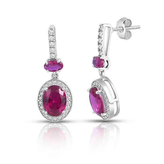 Pink Drop Rhodium Plated 925 Sterling Silver Earrings