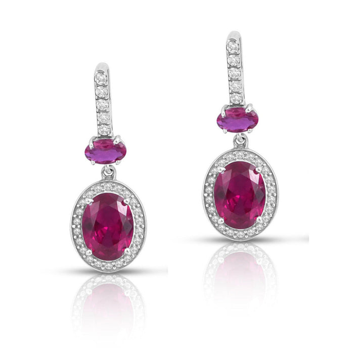 Pink Drop Rhodium Plated 925 Sterling Silver Earrings