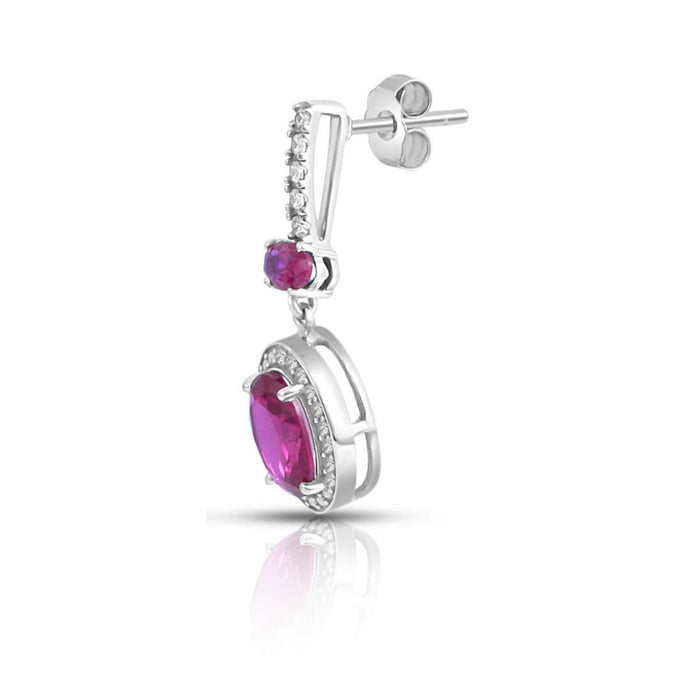 Pink Drop Rhodium Plated 925 Sterling Silver Earrings