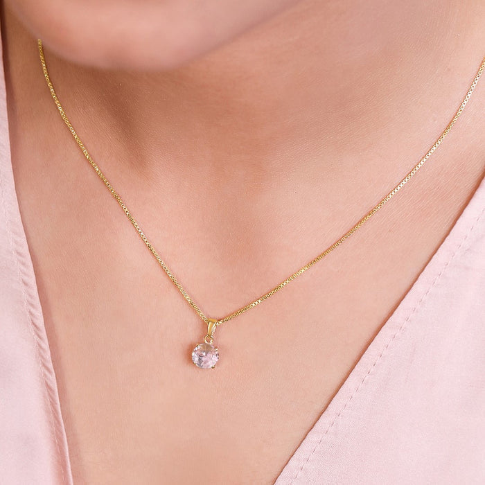 Pink Elegance: Gold-Plated 925 Sterling Silver Pendent with Chain