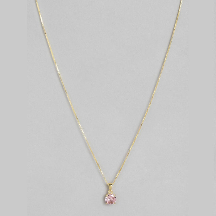 Pink Elegance: Gold-Plated 925 Sterling Silver Pendent with Chain