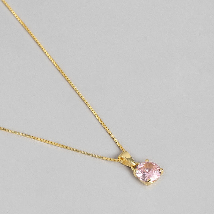 Pink Elegance: Gold-Plated 925 Sterling Silver Pendent with Chain