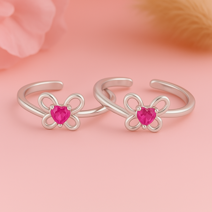 Pink Elegance Rhodium Plated 925 Sterling Silver Toering