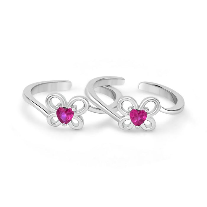 Pink Elegance Rhodium Plated 925 Sterling Silver Toering
