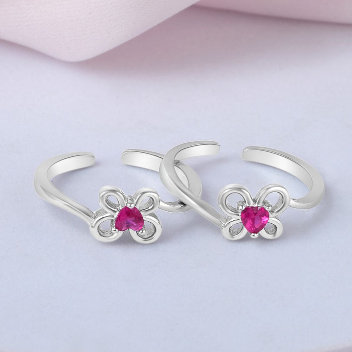 Pink Elegance Rhodium Plated 925 Sterling Silver Toering
