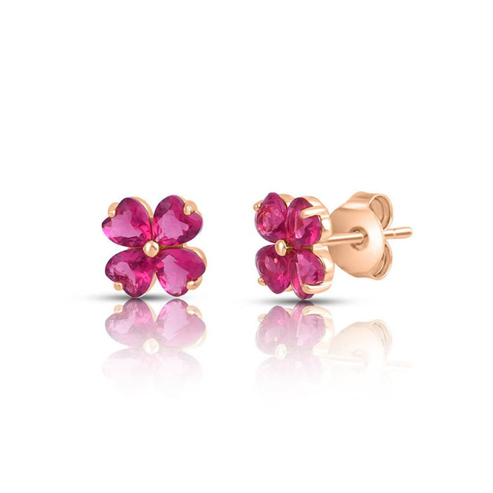 Pink Floral Rose Gold Plated 925 Sterling Silver Earrings