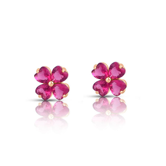 Pink Floral Rose Gold Plated 925 Sterling Silver Earrings
